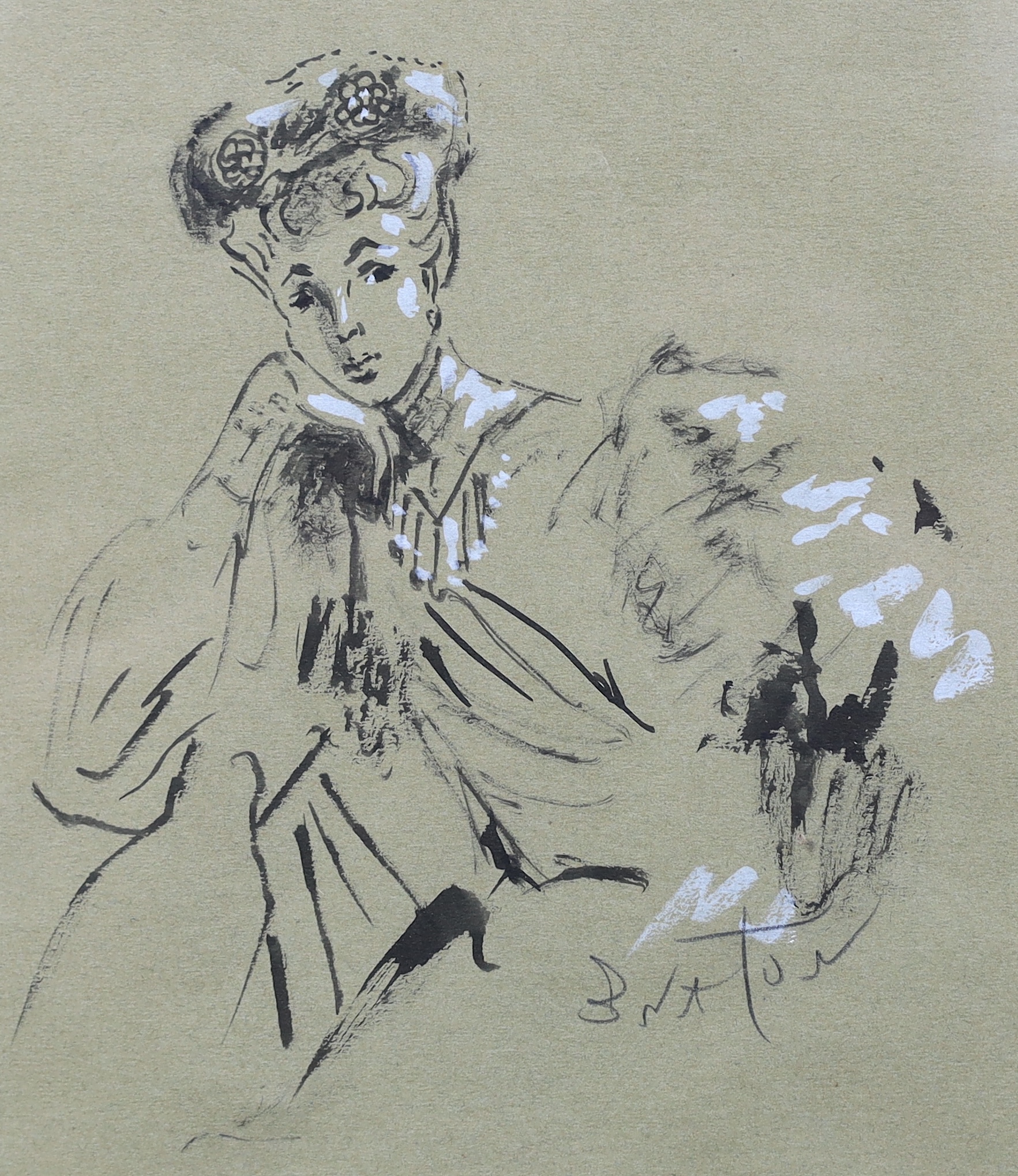 Sir Cecil Beaton (English, 1904-1980), 'Hat sketch', ink and bodycolour on paper, 20 x 17cm